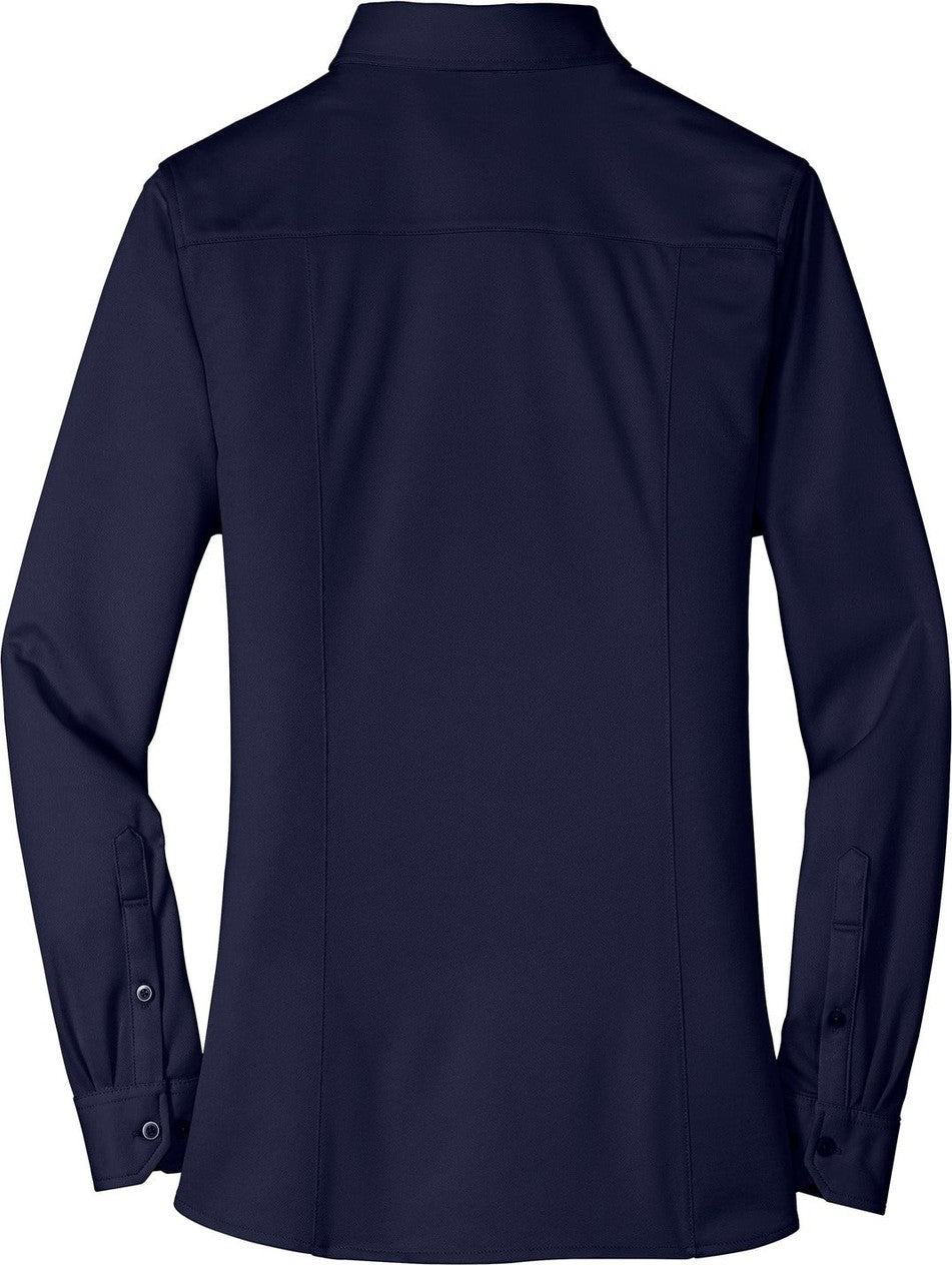 Front View of Dark Navy Port Authority Women's Dimension Knit Dress Shirt. L570