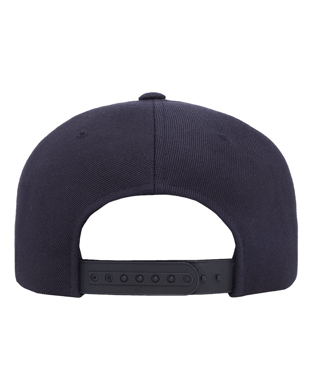 Rear View of Dark Navy Premium Flat Bill Snapback Cap - 6089M