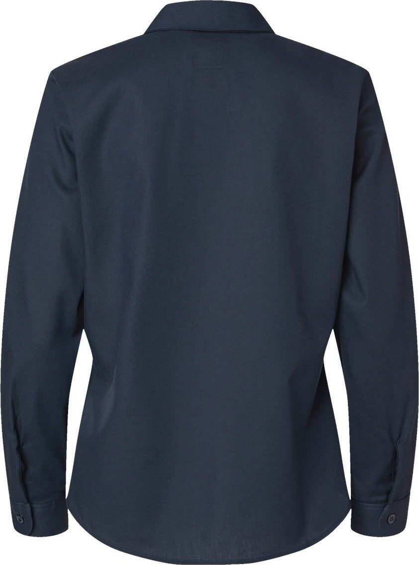 Front View of Dark Navy Women's Long Sleeve Industrial Work Shirt - L5350