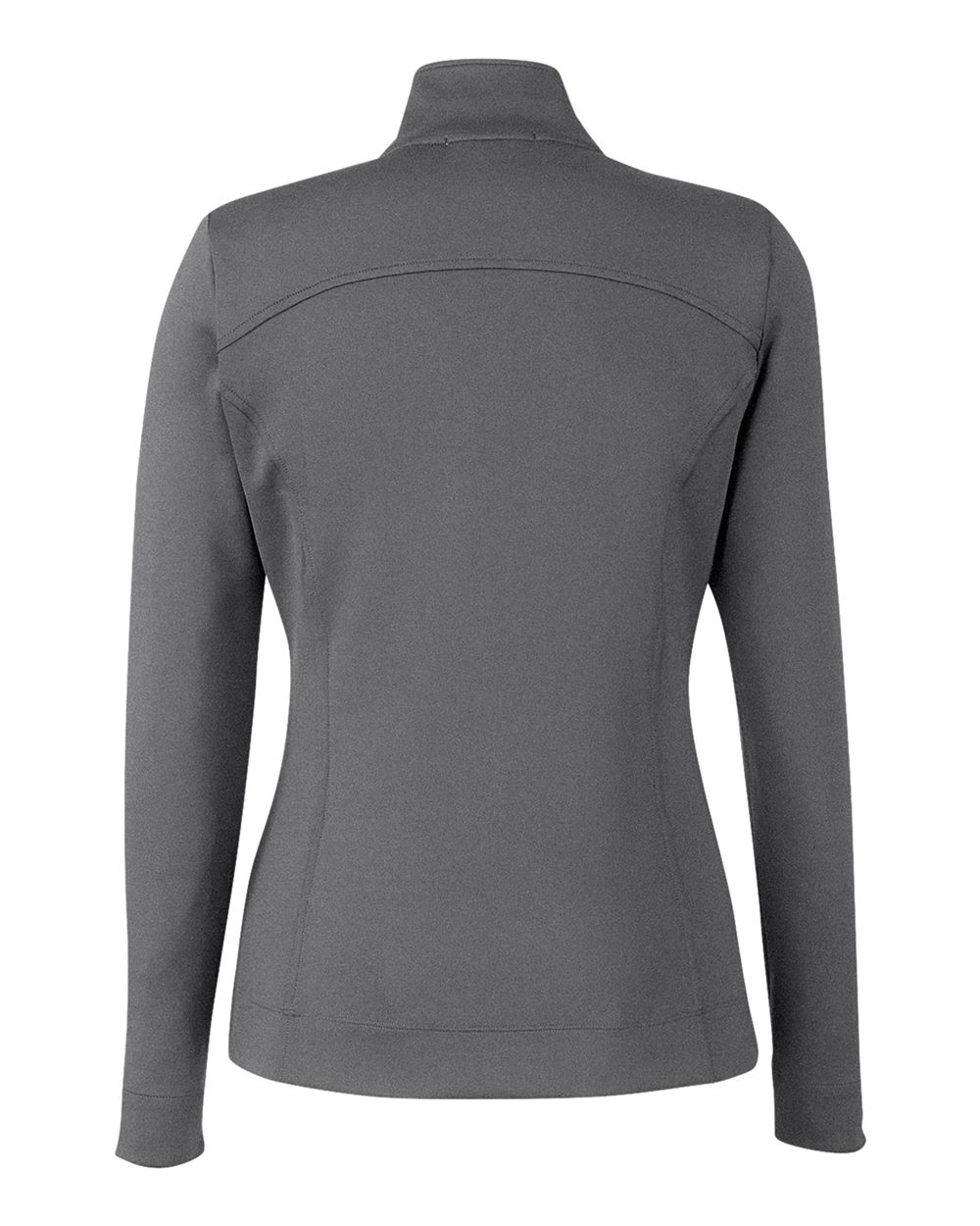 Rear View of Dark Shadow Grey Heather Women&#39;s Wells Quarter-Zip Tech Pullover - F12250