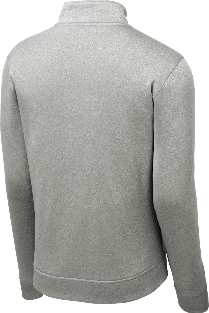Front View of Dark Silver He Sport-Tek PosiCharge Sport-Wick Heather Fleece 1/4-Zip Pullover. ST263
