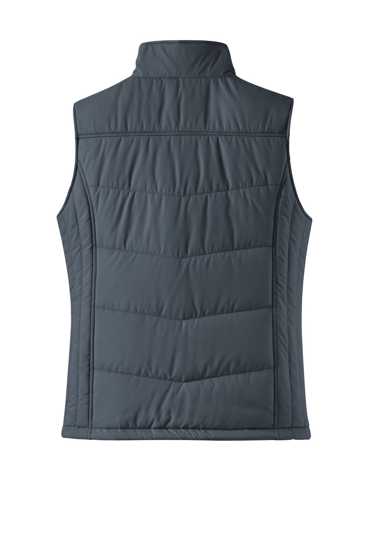 Front View of Dark Slate Port Authority Women's Puffy Vest. L709