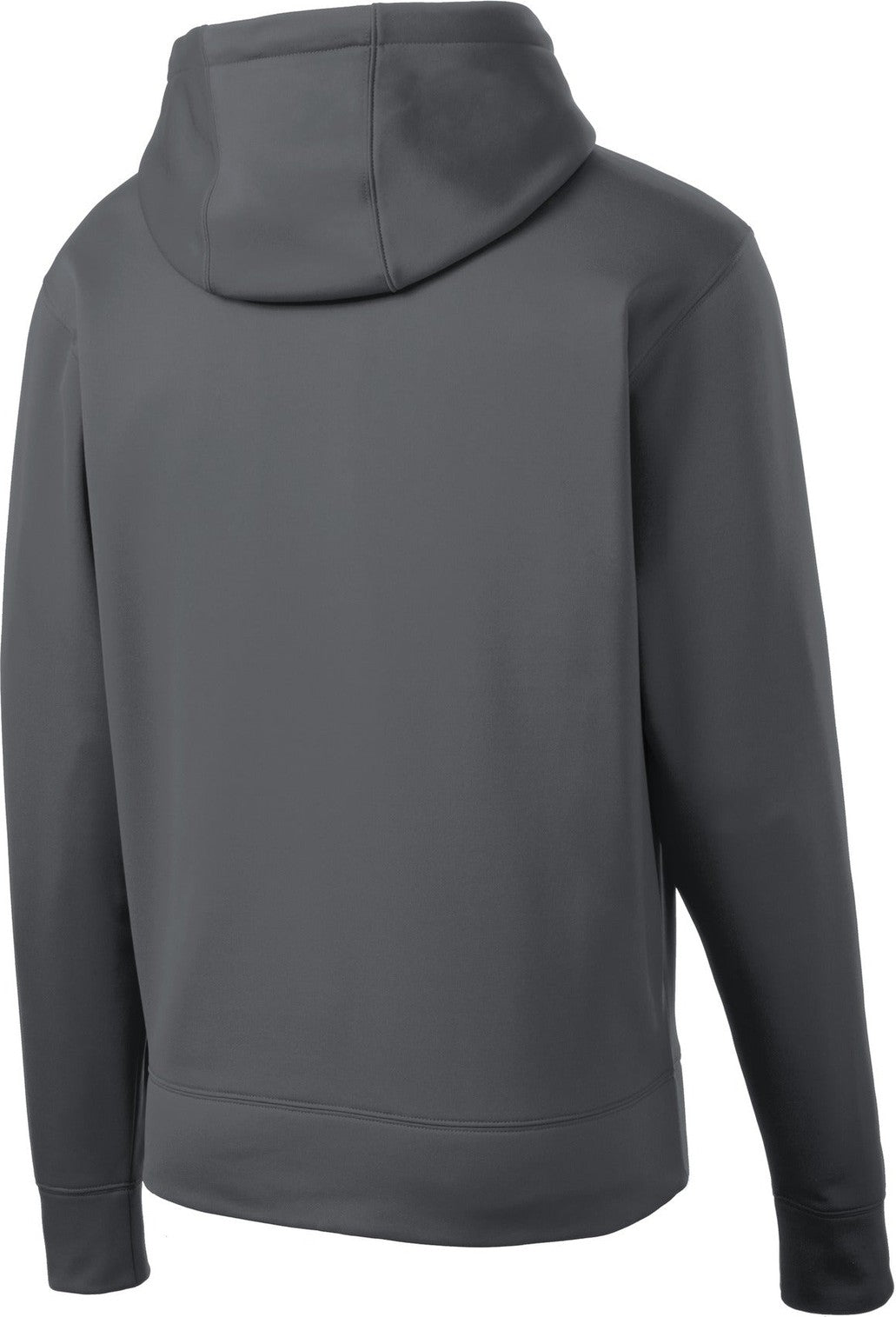 Front View of Dark Smk Grey Sport-Tek Sport-Wick Fleece Full-Zip Hooded Jacket. ST238