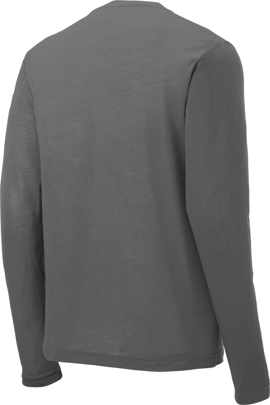 Front View of Dark Smoke Gry Sport-Tek Long Sleeve PosiCharge Competitor Cotton Touch Tee. ST450LS