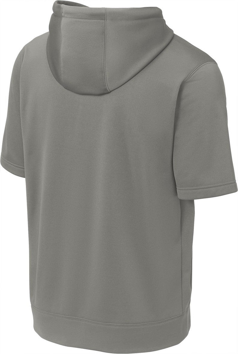 Front View of Dark Smoke Gry Sport-Tek Sport-Wick Fleece Short Sleeve Hooded Pullover. ST251
