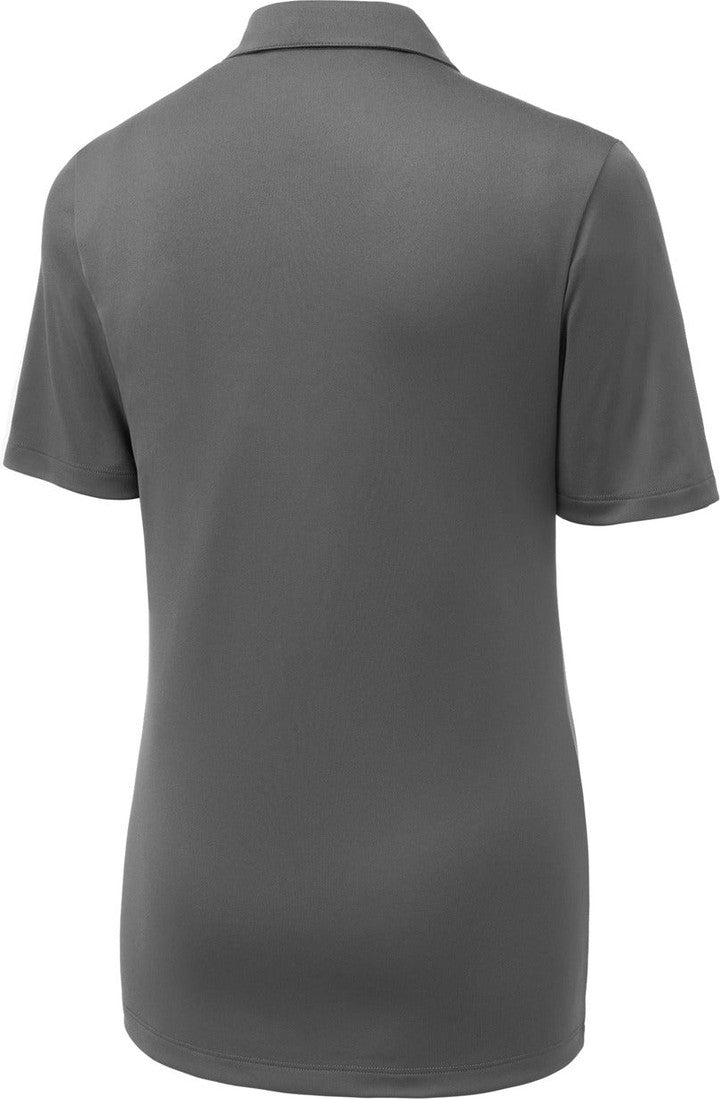 Rear View of Dark Smoke Gry Sport-Tek Women's Posi-UV Pro Polo. LST520