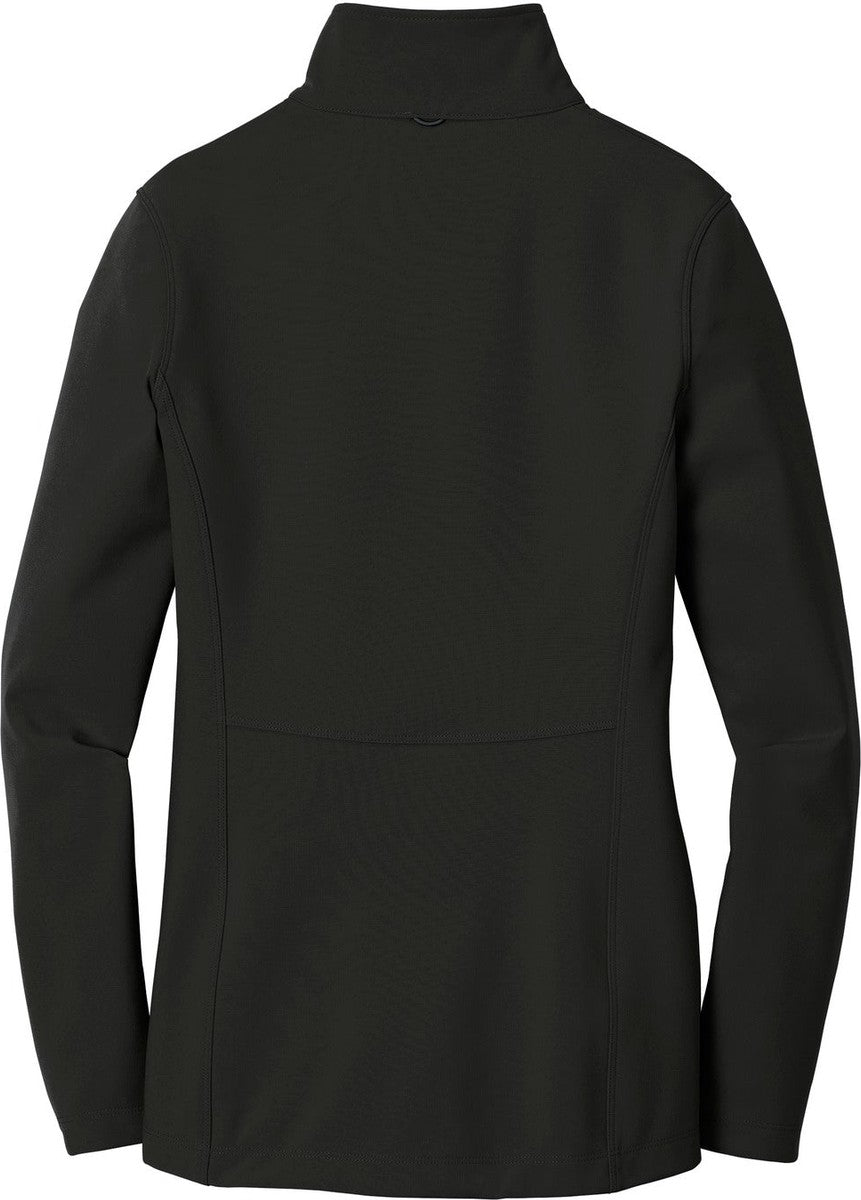 Rear View of Deep Black Port Authority Women's Collective Soft Shell Jacket. L901