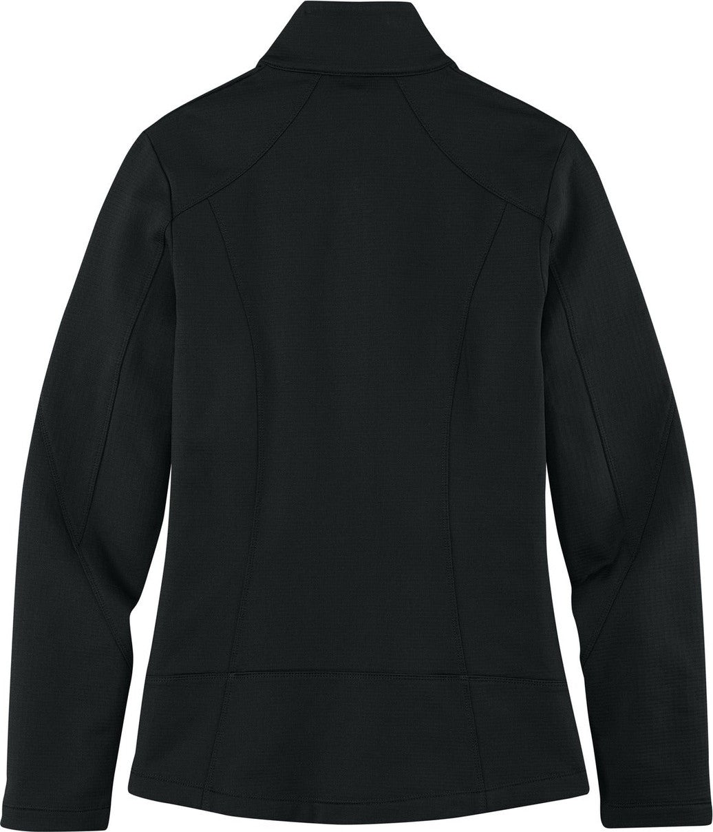 Front View of Deep Black Port Authority Women's Grid Fleece Jacket. L239
