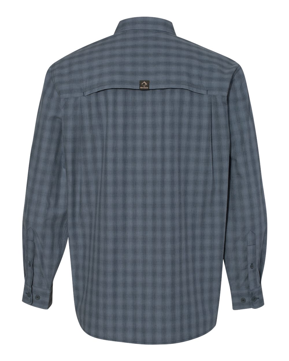 Rear View of Deep Blue Paseo Plaid Shirt - 4465
