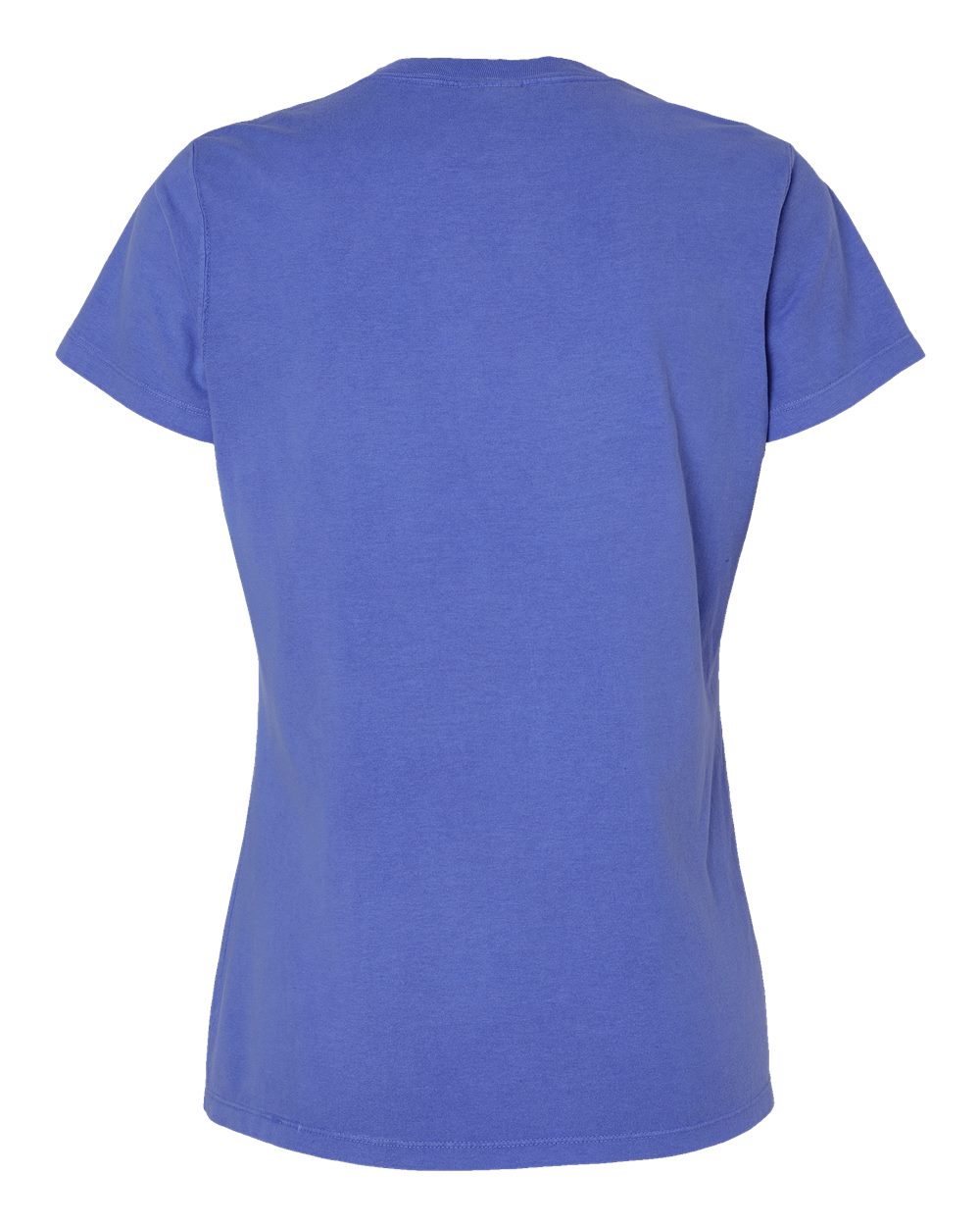 Rear View of Deep Forte Blue Garment-Dyed Women's V-Neck T-Shirt - GDH125