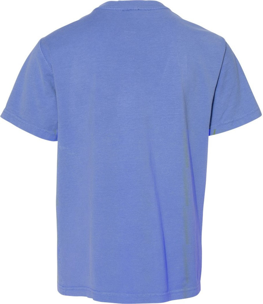 Front View of Deep Forte Blue Garment-Dyed Youth T-Shirt - GDH175