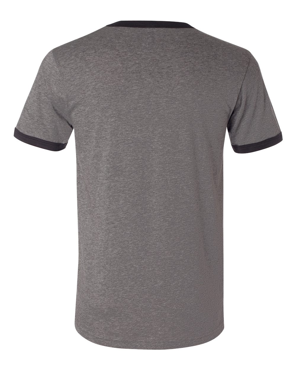 Rear View of Deep Heather/ Black Jersey Heather Ringer Tee - 3055