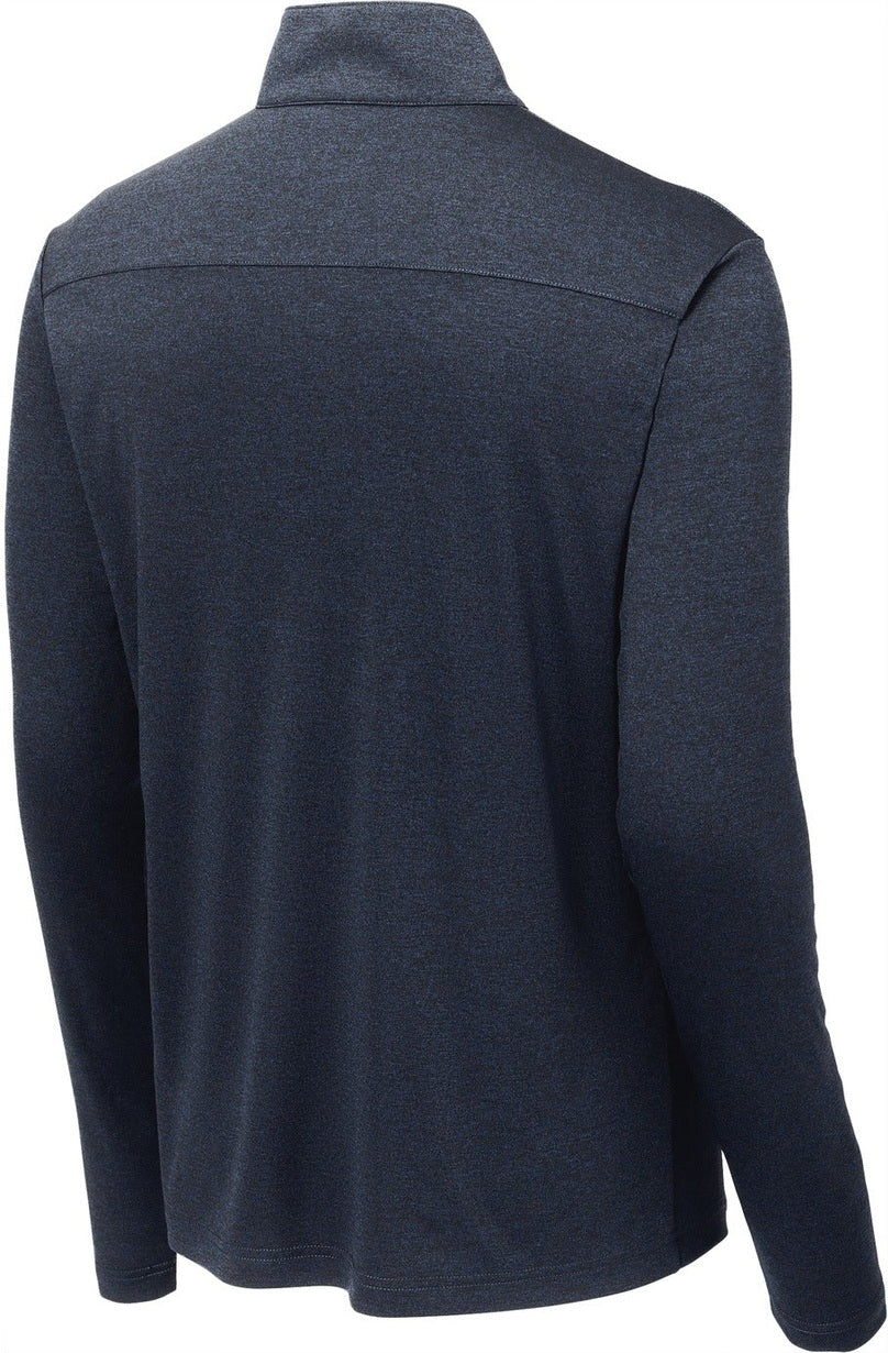 Front View of Deep Navy Hthr Sport-Tek Endeavor 1/2-Zip Pullover. ST469