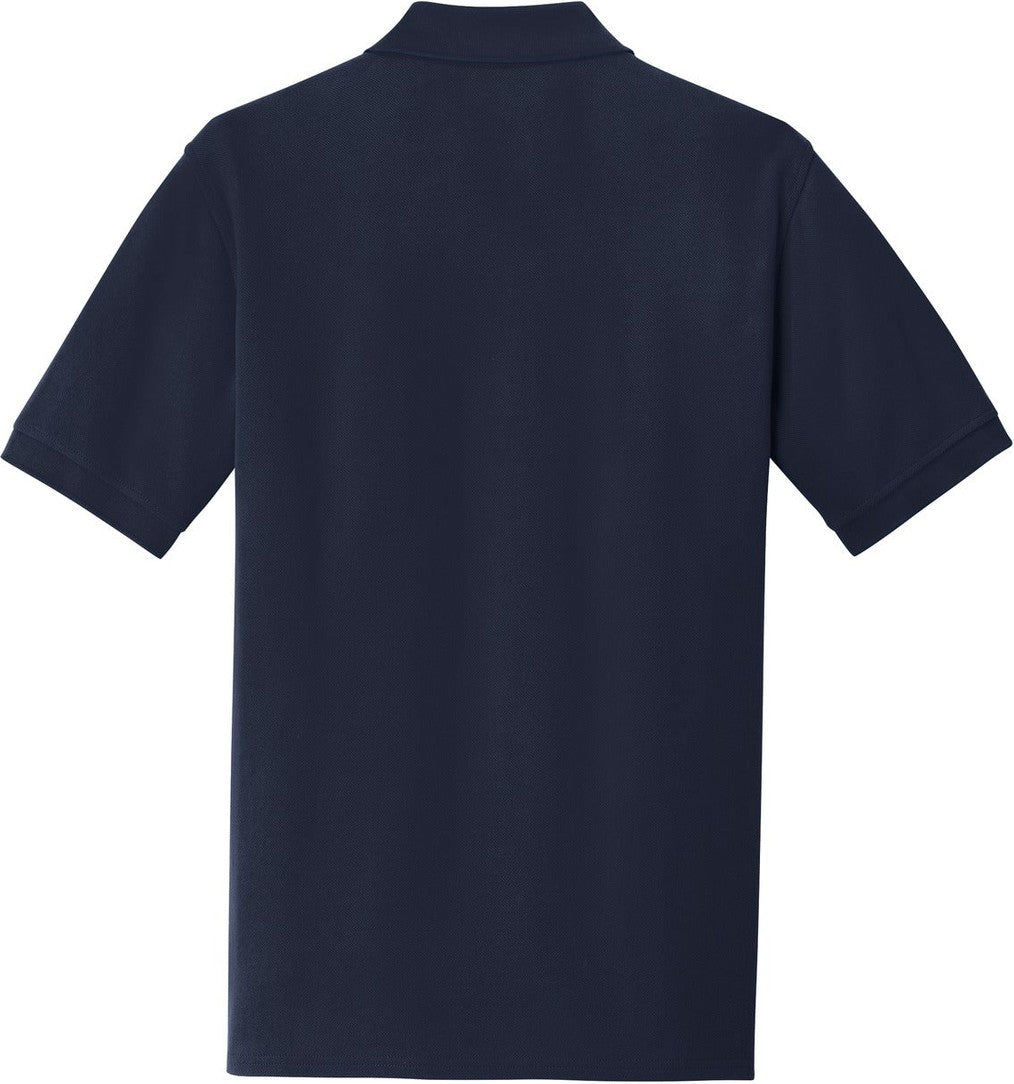 Front View of Deep Navy Port & Co Combed Ring Spun Pique Polo. KP1500