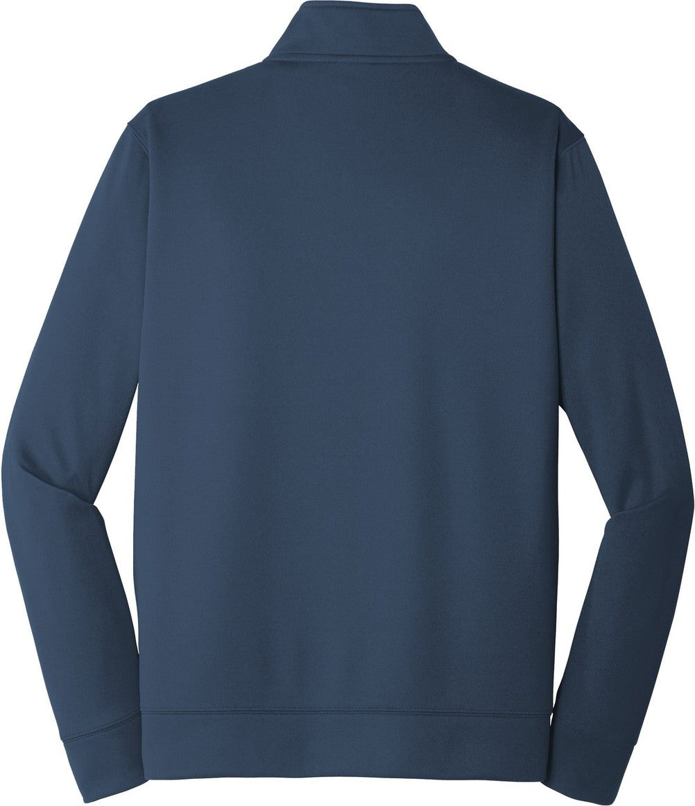 Front View of Deep Navy Port & Co Performance Fleece 1/4-Zip Pullover Sweatshirt. PC590Q