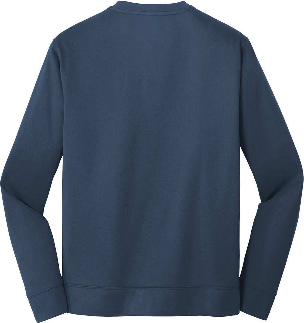 Front View of Deep Navy Port & Co Performance Fleece Crewneck Sweatshirt. PC590