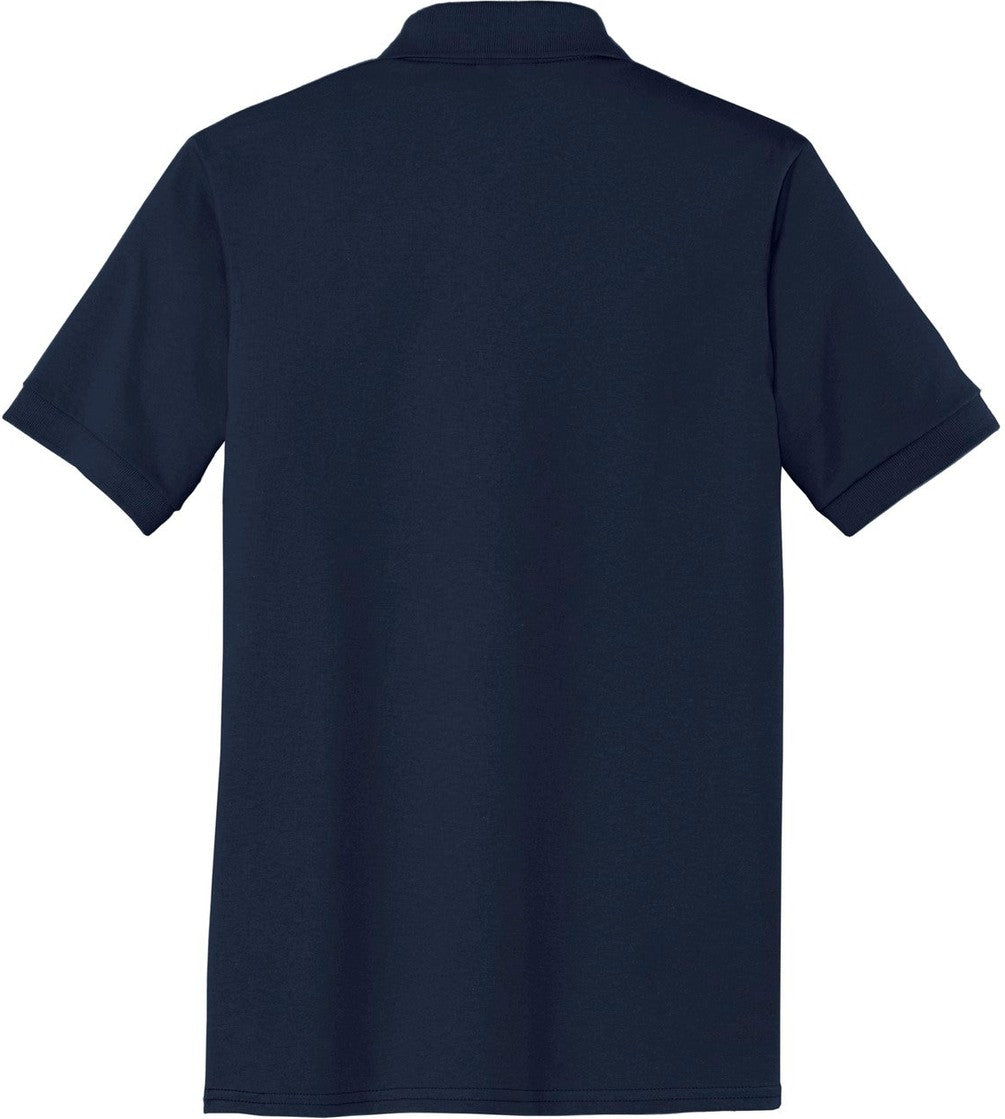 Front View of Deep Navy Port & Co Tall Core Blend Jersey Knit Polo. KP55T