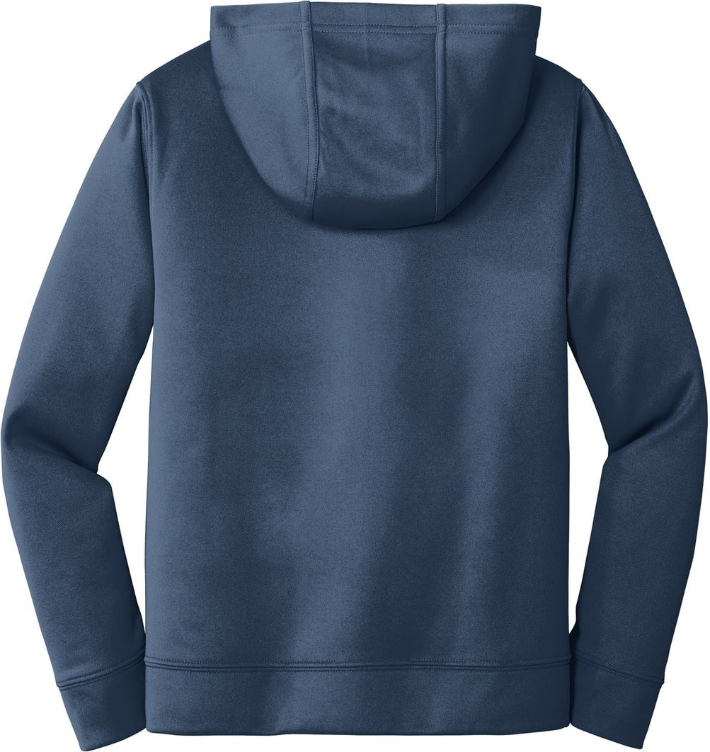 Front View of Deep Navy Port & Co Youth Performance Fleece Pullover Hooded Sweatshirt. PC590YH