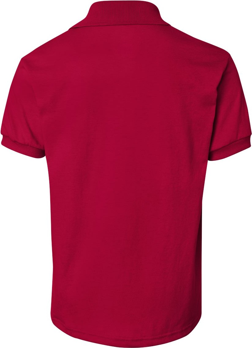 Rear View of Deep Red Youth Ecosmart® Jersey Polo - 054Y