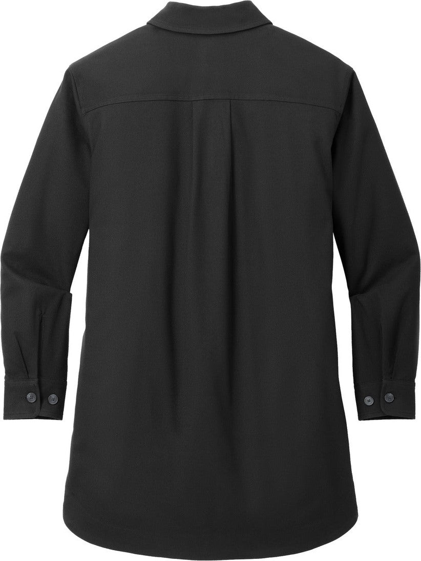 Front View of DeepBlack Mercer+Mettle Women's Long Sleeve Twill Overshirt MM2021