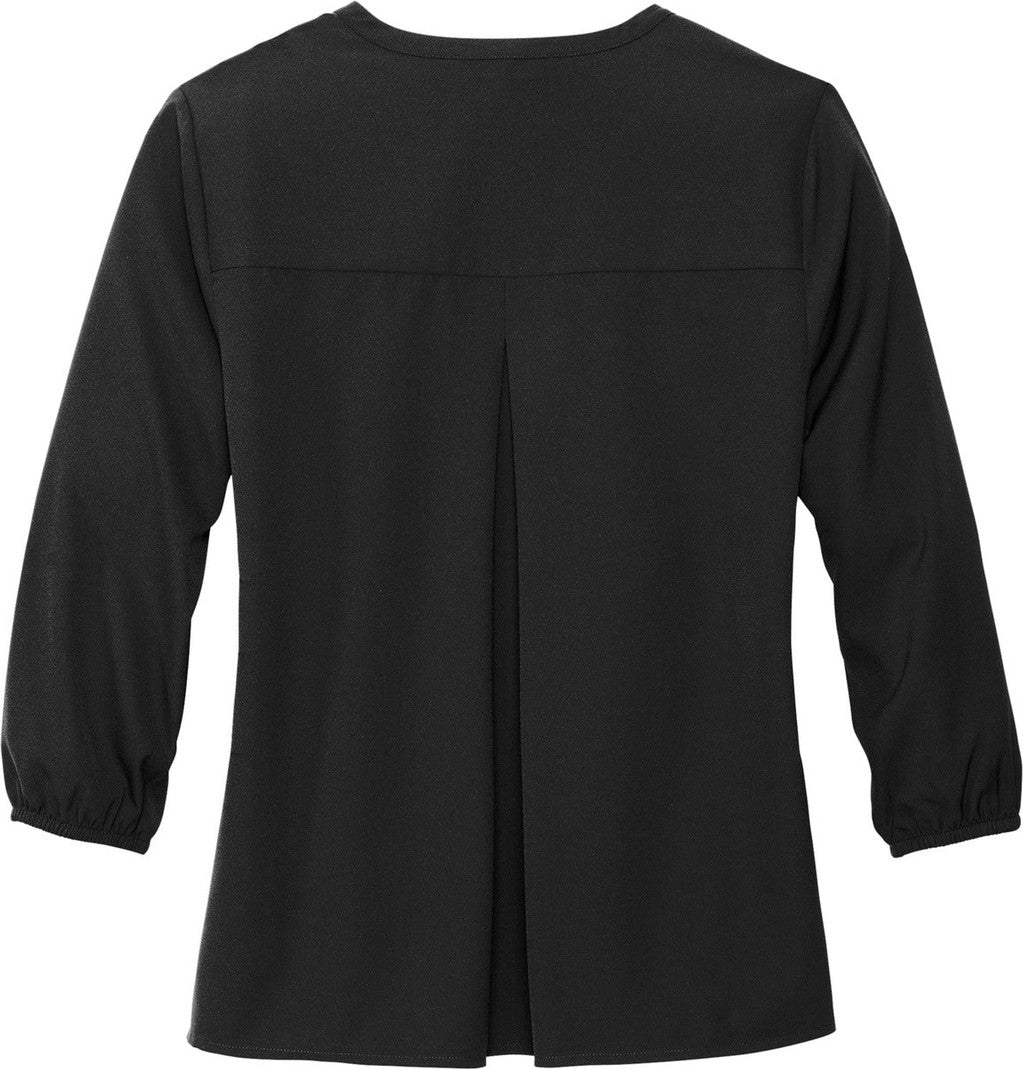Rear View of DeepBlack Mercer+Mettle Women's Stretch Crepe 3/4-Sleeve Blouse MM2011