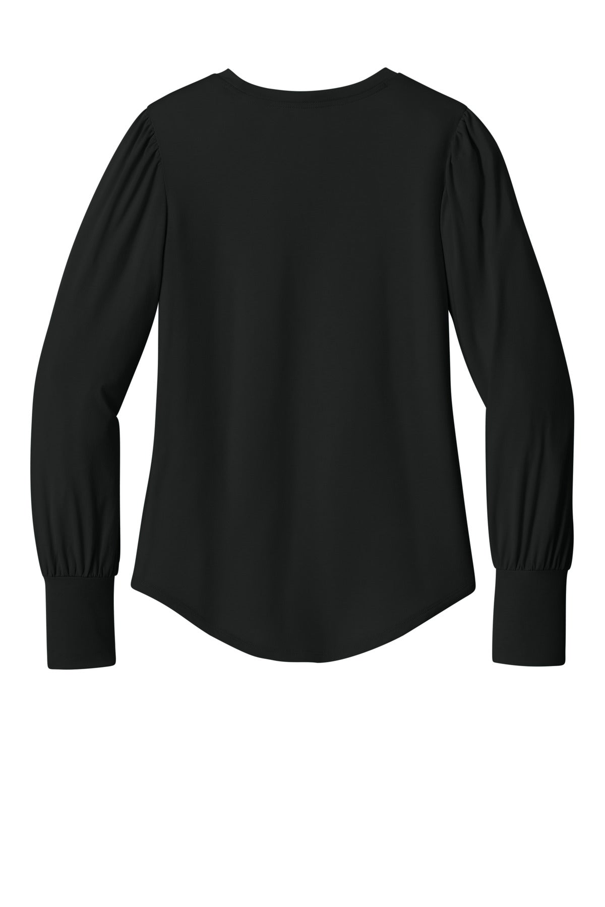 Rear View of DeepBlack Mercer+Mettle Women's Stretch Jersey Long Sleeve Blouson Top MM1019
