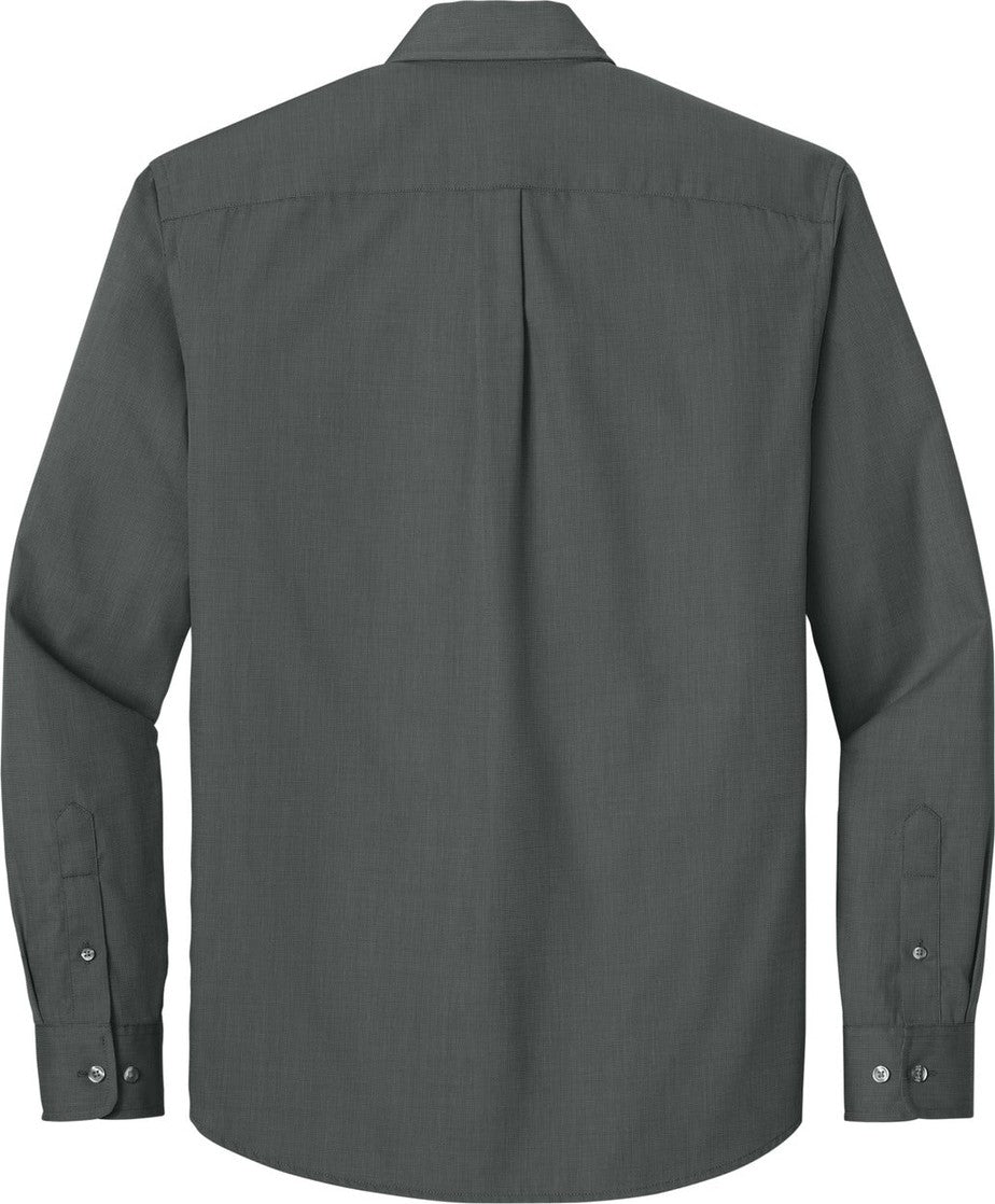 Front View of DeepBlack Port Authority Long Sleeve Nailhead Easy Care Shirt W816