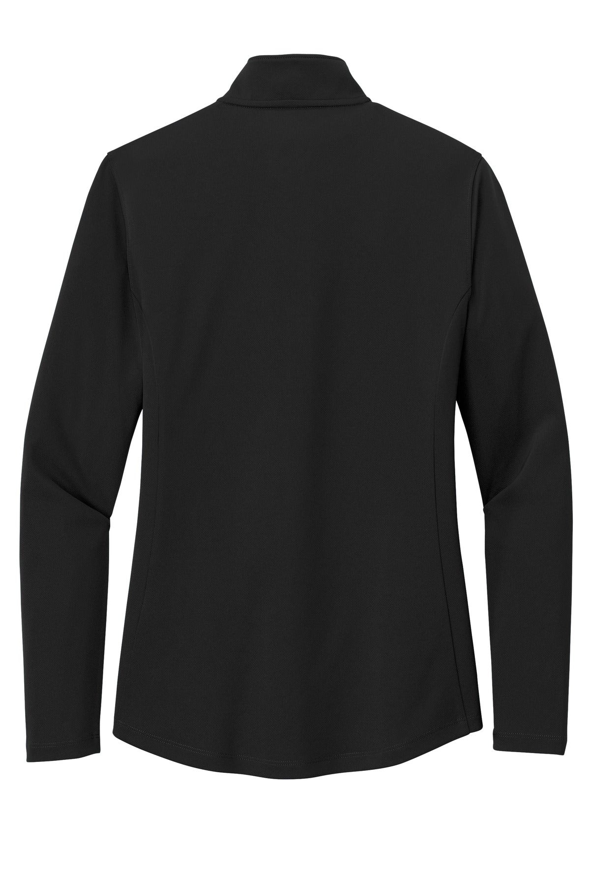 Front View of DeepBlack Port Authority Women's Dry Zone UV Micro-Mesh 1/4-Zip LK112