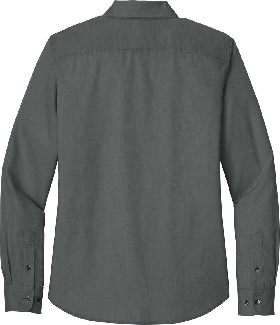 Rear View of DeepBlack Port Authority Women's Long Sleeve Nailhead Easy Care Shirt LW816