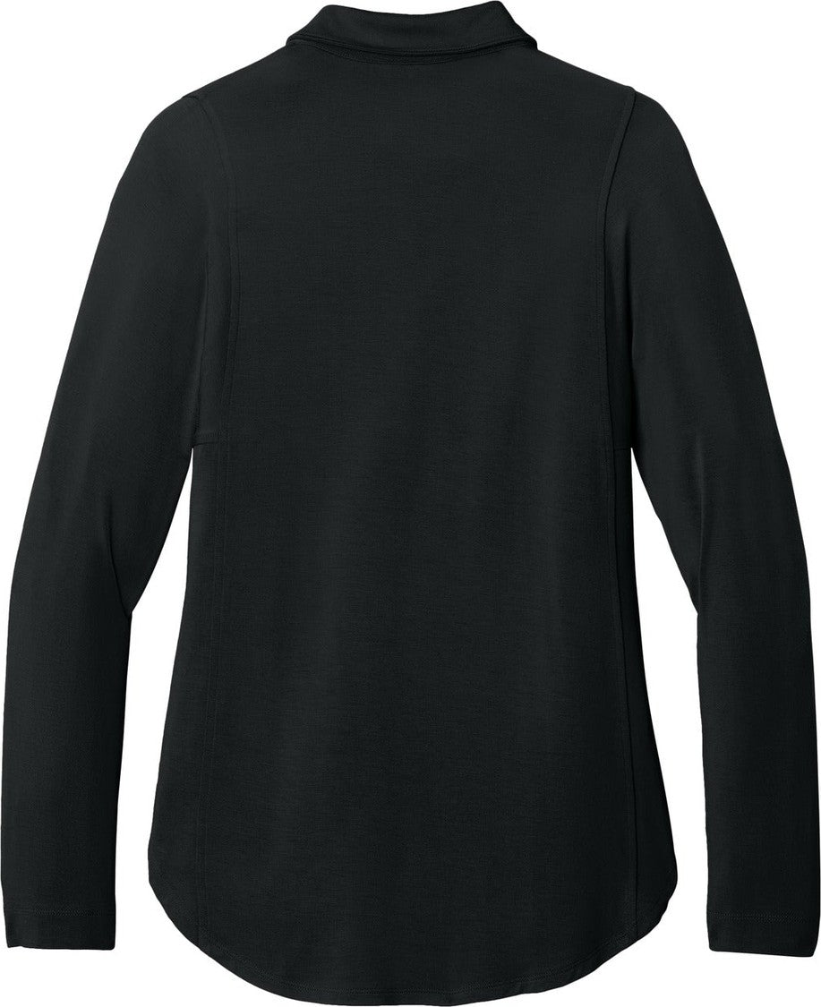 Front View of DeepBlack Port Authority Women's Luxe Knit Button Tunic LK5602