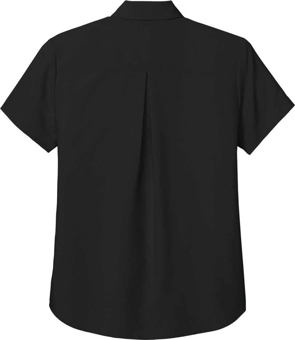 Front View of DeepBlack Port Authority Women's Short Sleeve UV Dockside Shirt LW963