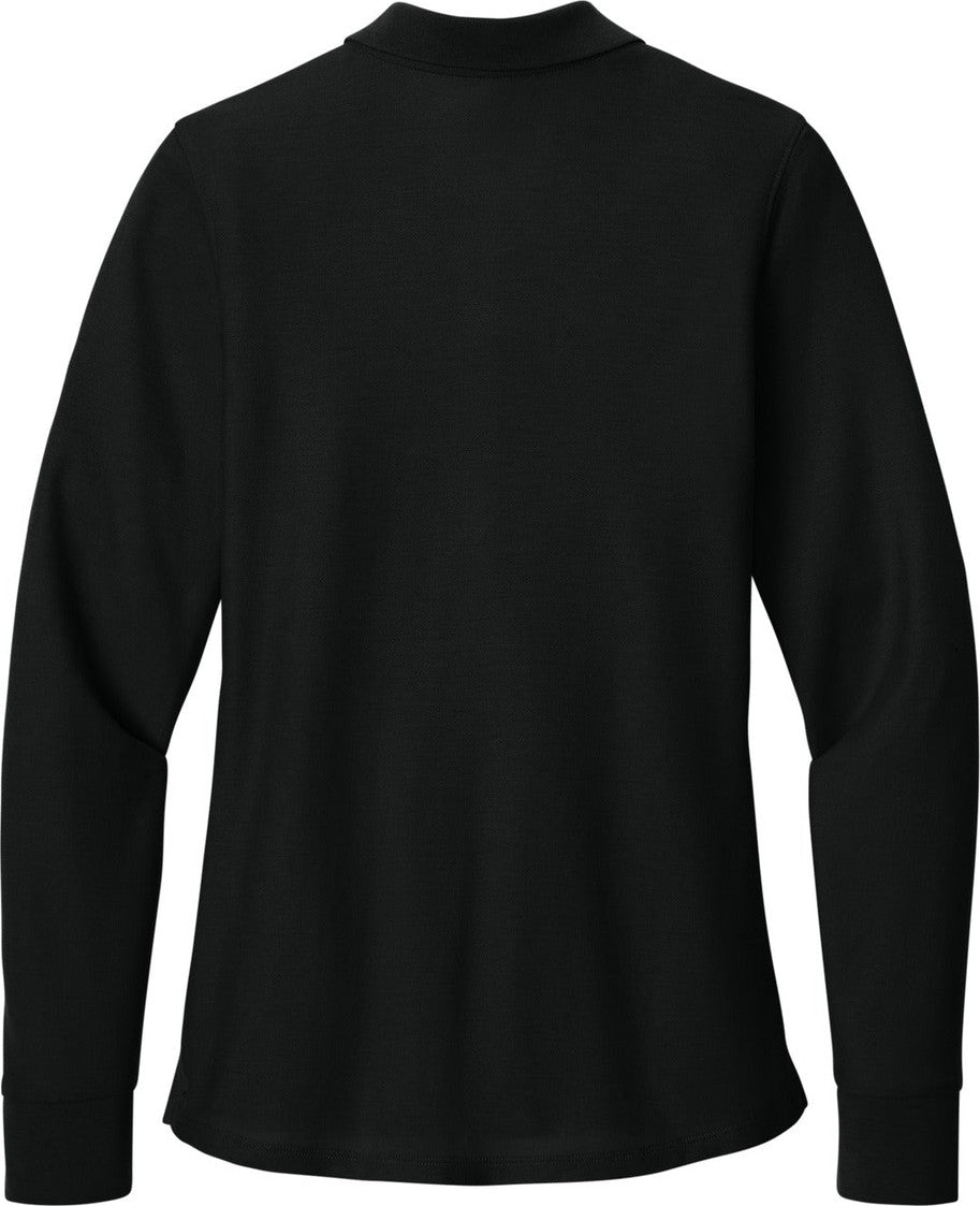Rear View of DeepBlack Port Authority Women's Wearever Signature Pique Long Sleeve Polo LK200LS