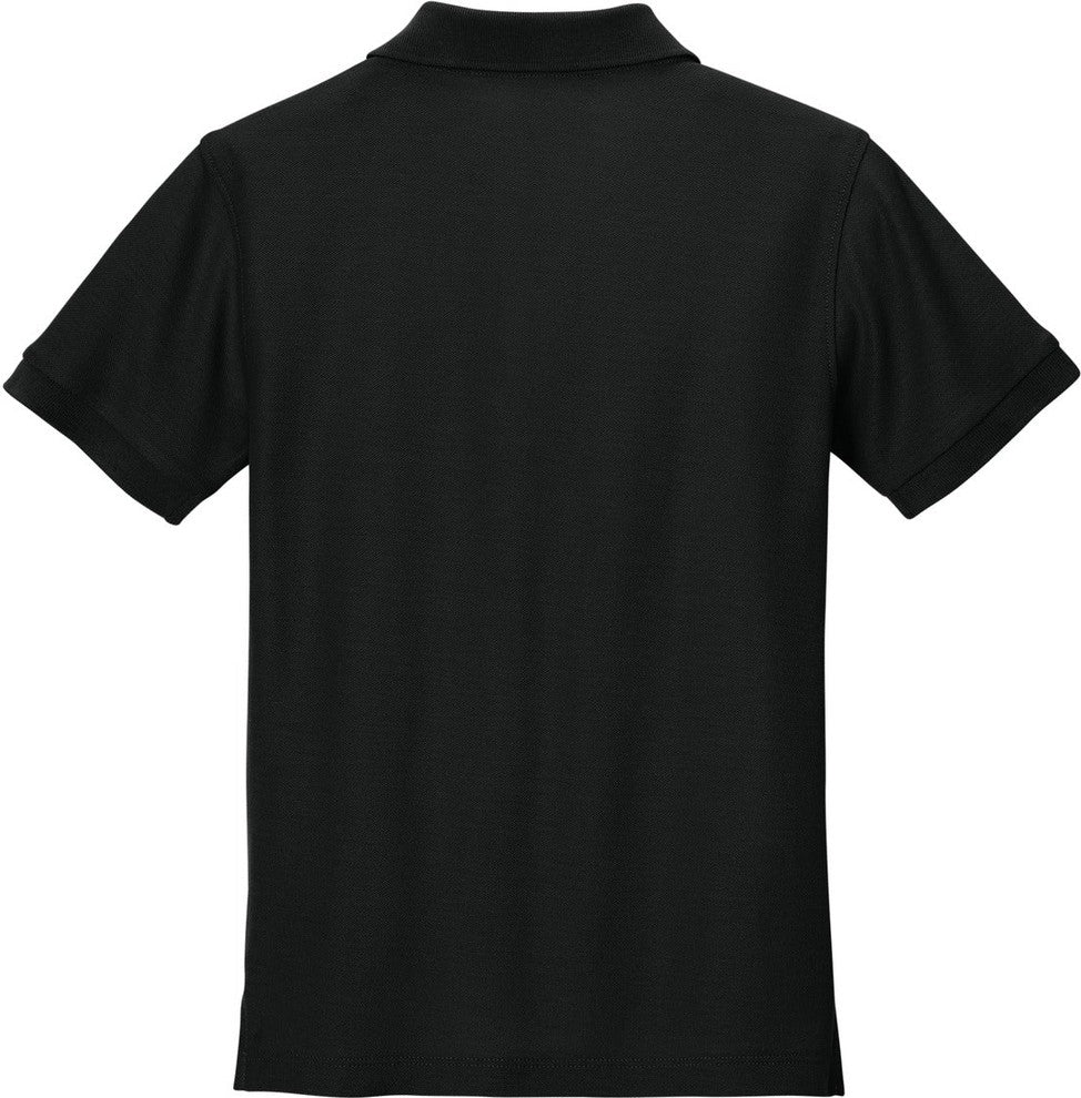 Front View of DeepBlack Port Authority Youth Wearever Signature Pique Polo Y200