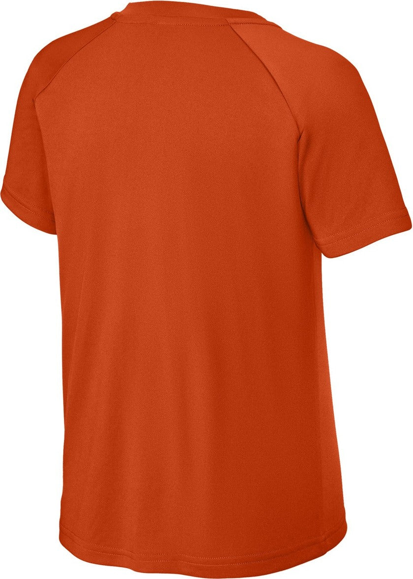 Rear View of DeepOrange Sport-Tek Youth PosiCharge Competitor 2-Button Henley YST359