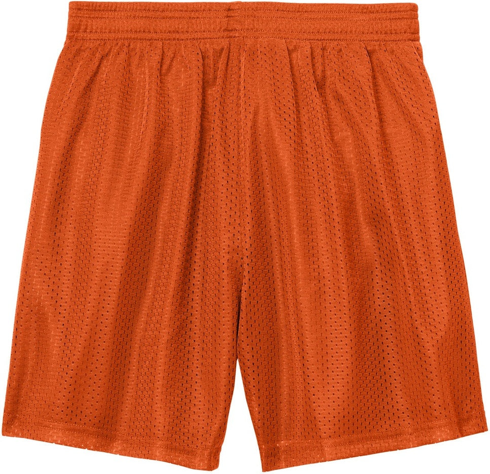 Front View of DeepOrange Sport-Tek Youth PosiCharge Mesh 5" Short YST5100