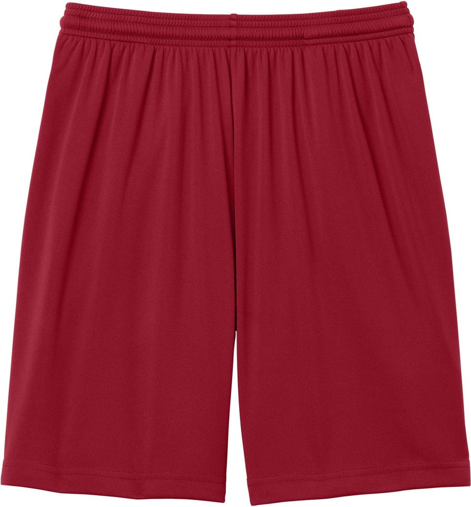 Front View of DeepRed Sport-Tek PosiCharge Competitor 7" Pocketed Short ST349P