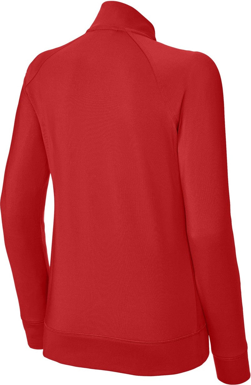 Front View of DeepRed Sport-Tek Women's Sport-Wick Stretch Full-Zip Cadet Jacket LST857