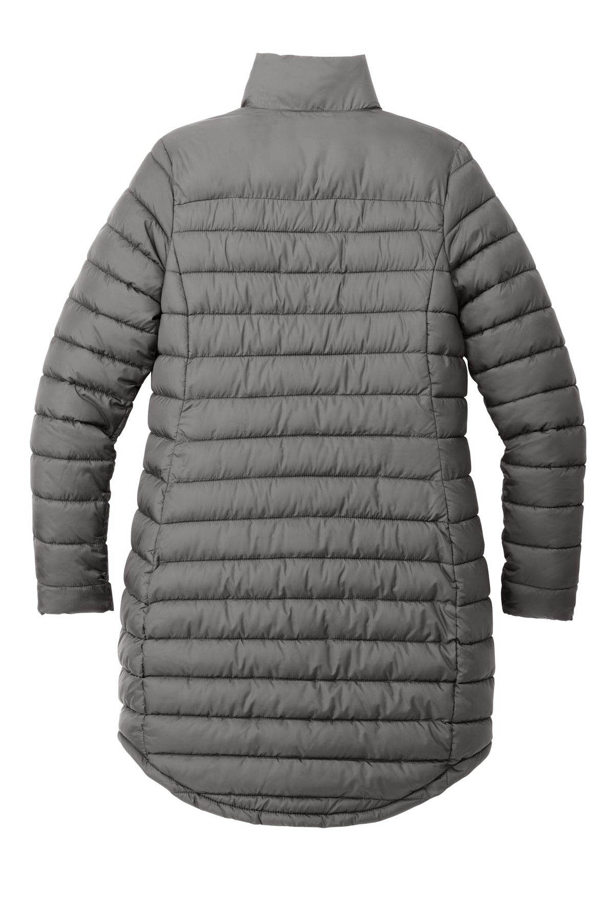 Rear View of DeepSmoke Port Authority Women's Horizon Puffy Long Jacket L365