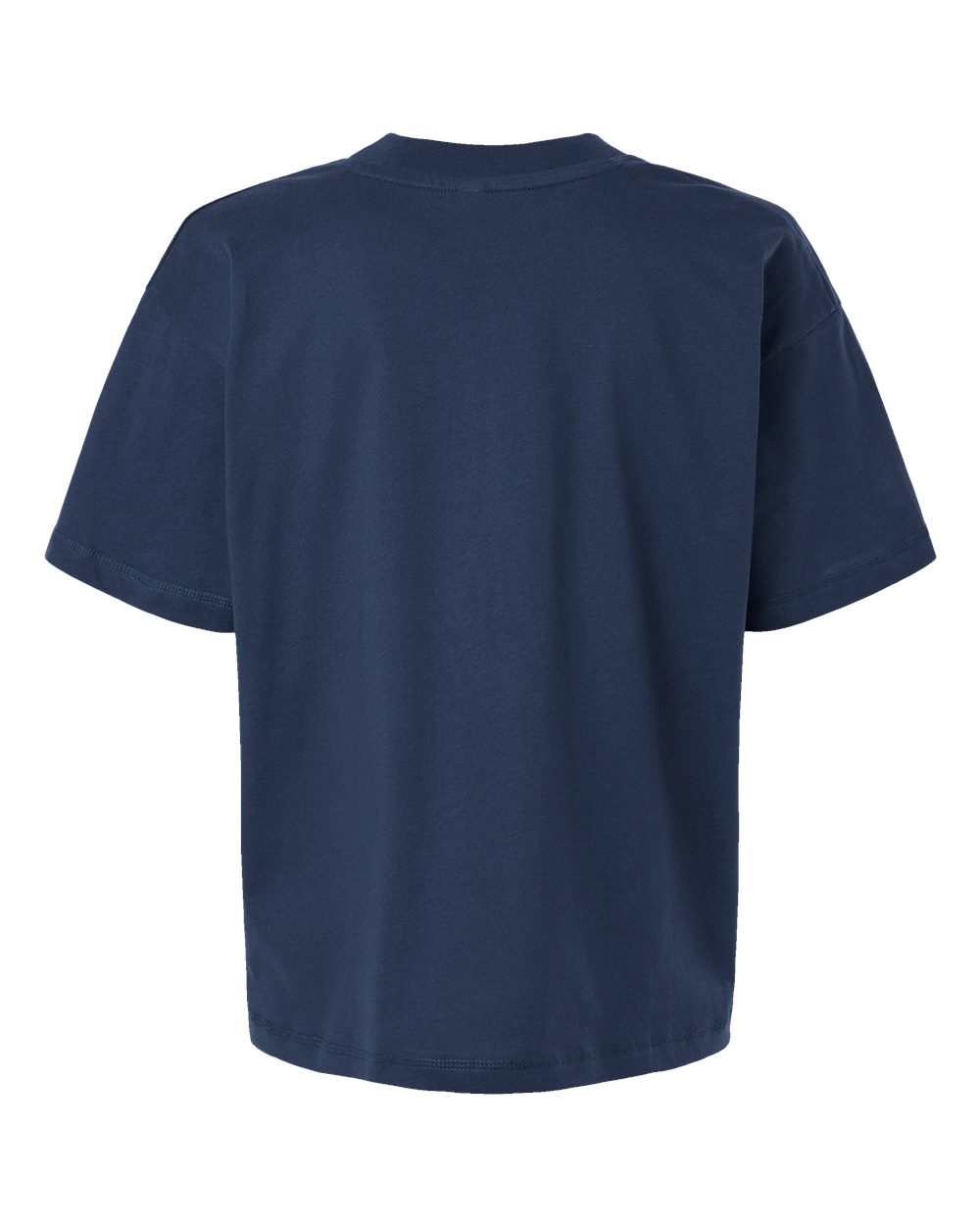 Rear View of Denim Relaxed Crew Tee - 3520