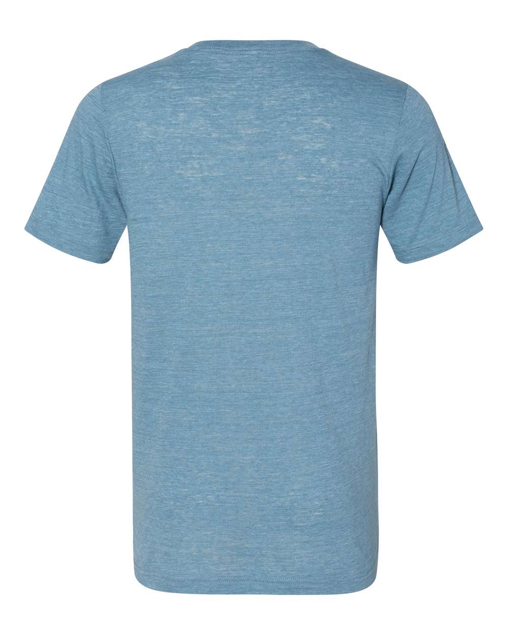 Front View of Denim Slub Textured Jersey V-Neck Tee - 3655