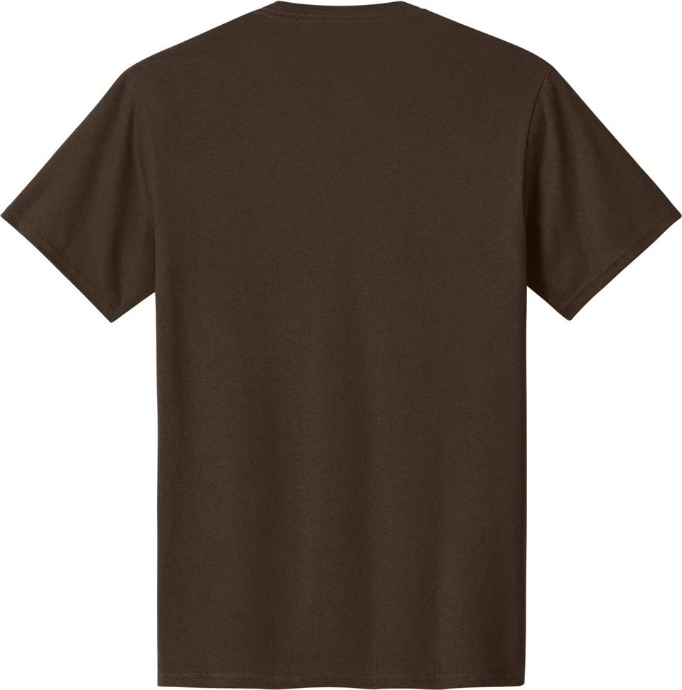 Rear View of Dk Choc Brown Port & Co Core Cotton Tee. PC54