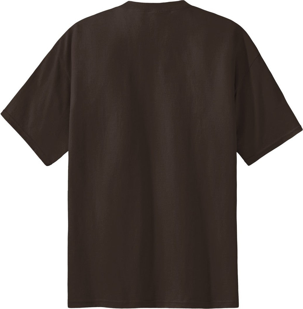 Rear View of Dk Choc. Brown Port & Co Essential Tee. PC61