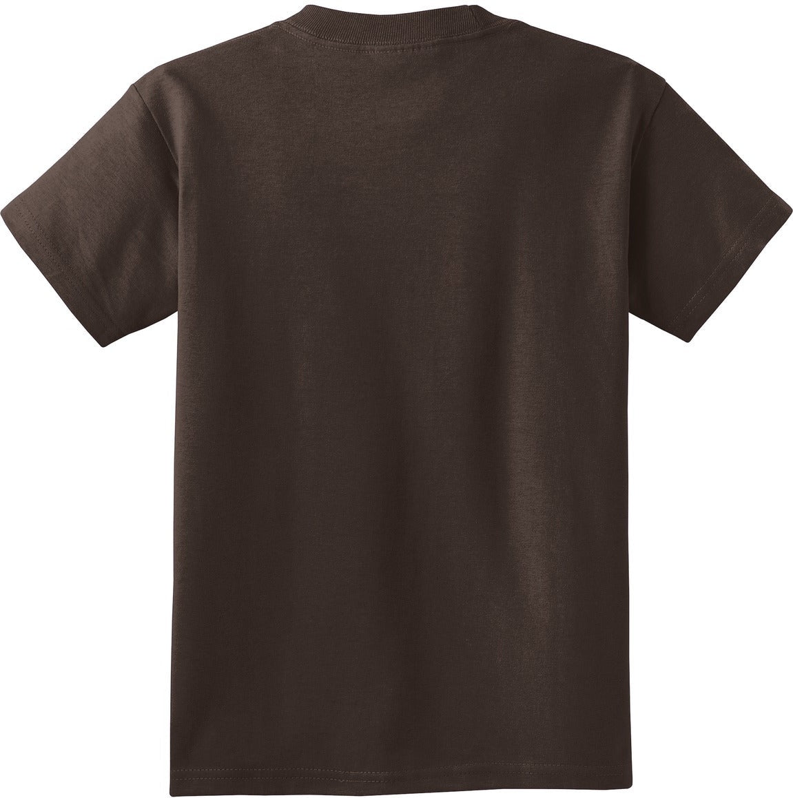 Front View of Dk Choc Brown Port & Co Youth Core Cotton Tee. PC54Y