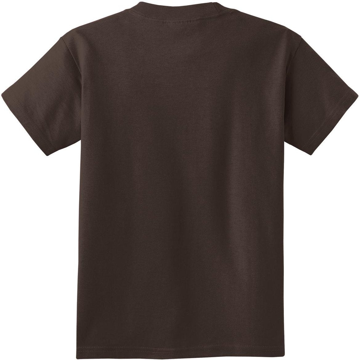 Front View of Dk Choc Brown Port & Co Youth Essential Tee. PC61Y