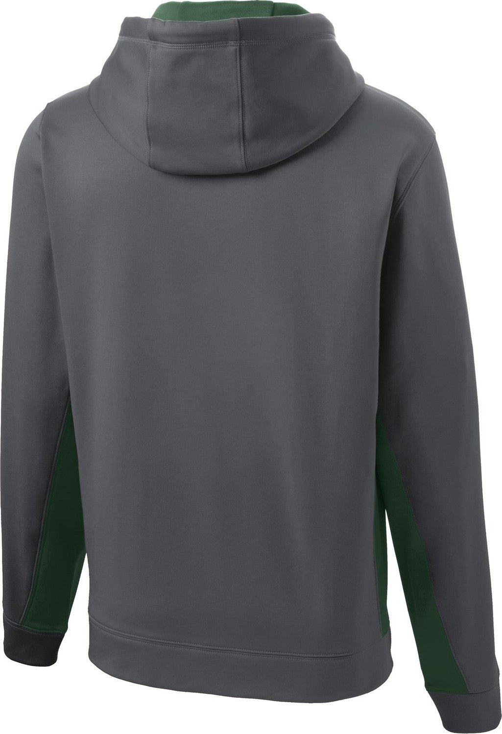 Front View of Dk Smk Gry/For Sport-Tek Sport-Wick Fleece Colorblock Hooded Pullover. ST235