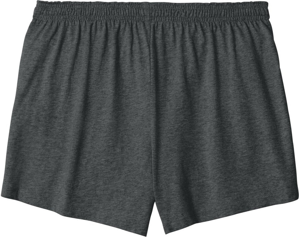 Front View of DkGyHthr Sport-Tek Women's Jersey Knit Squad Short LST311