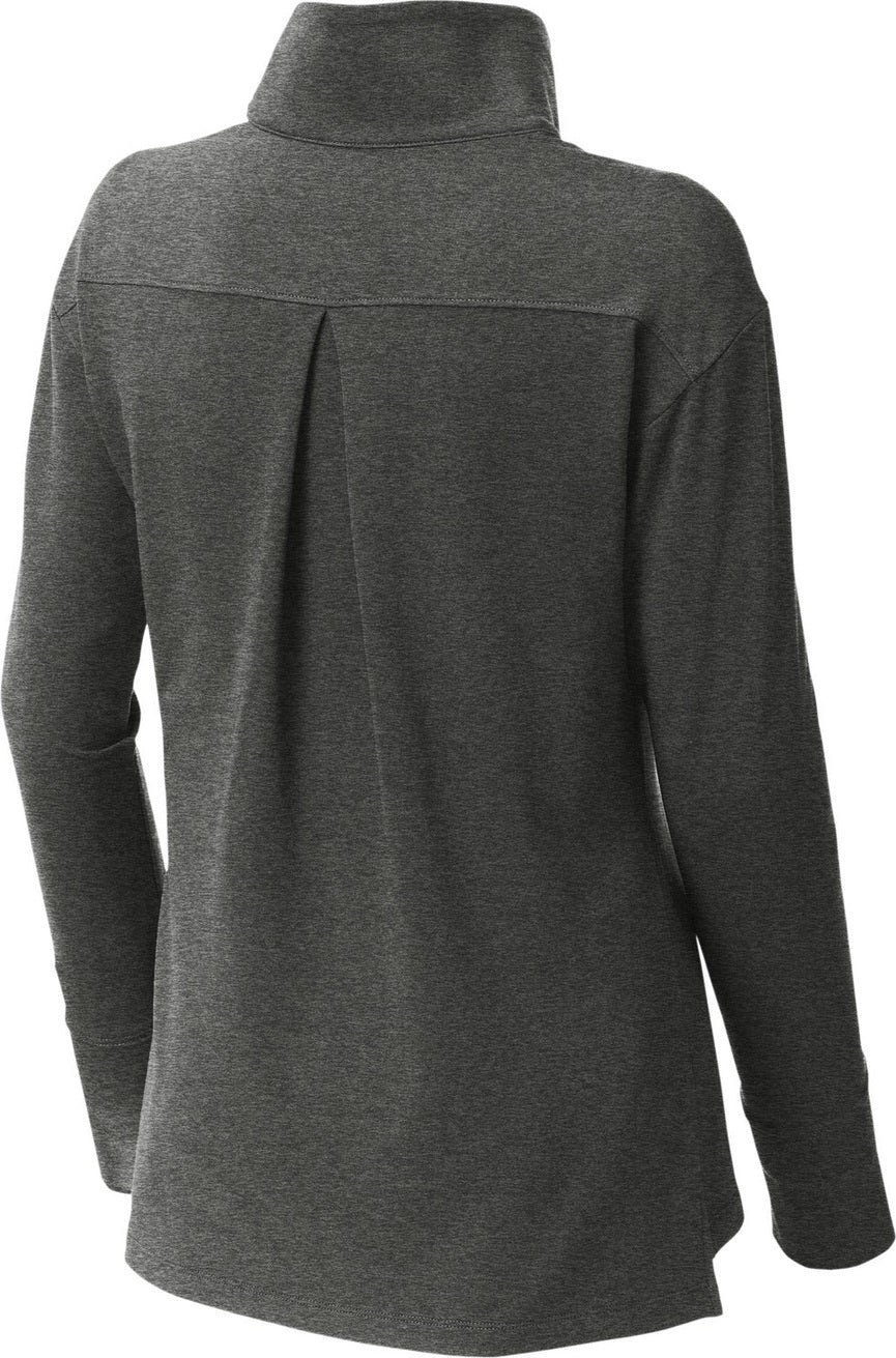 Front View of DkGyHthr Sport-Tek Women's Sport-Wick Flex Fleece 1/4-Zip. LST561