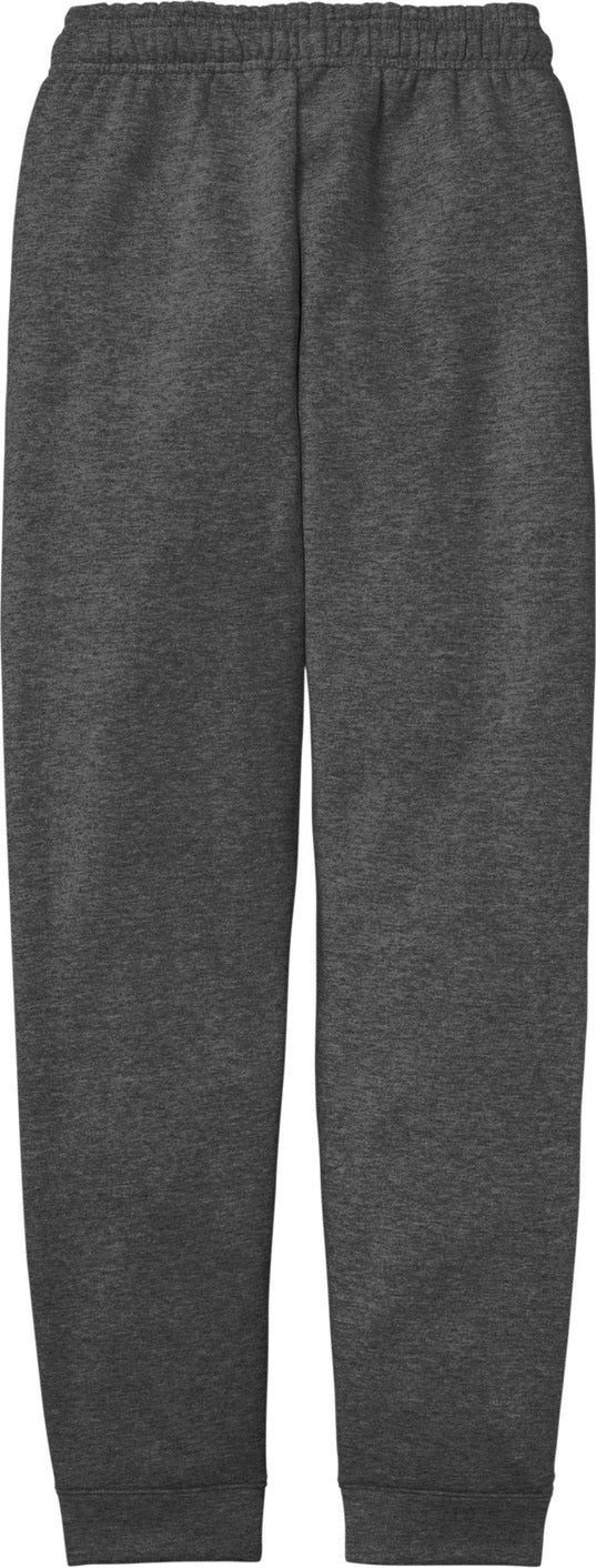 Front View of DkHtGry Port & Co Core Fleece Jogger. PC78J