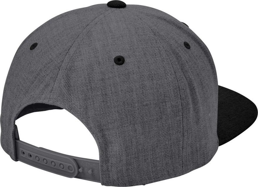 Rear View of DkHtGy/Blk Sport-Tek YP Classics Flat Bill Snapback Cap. STC19