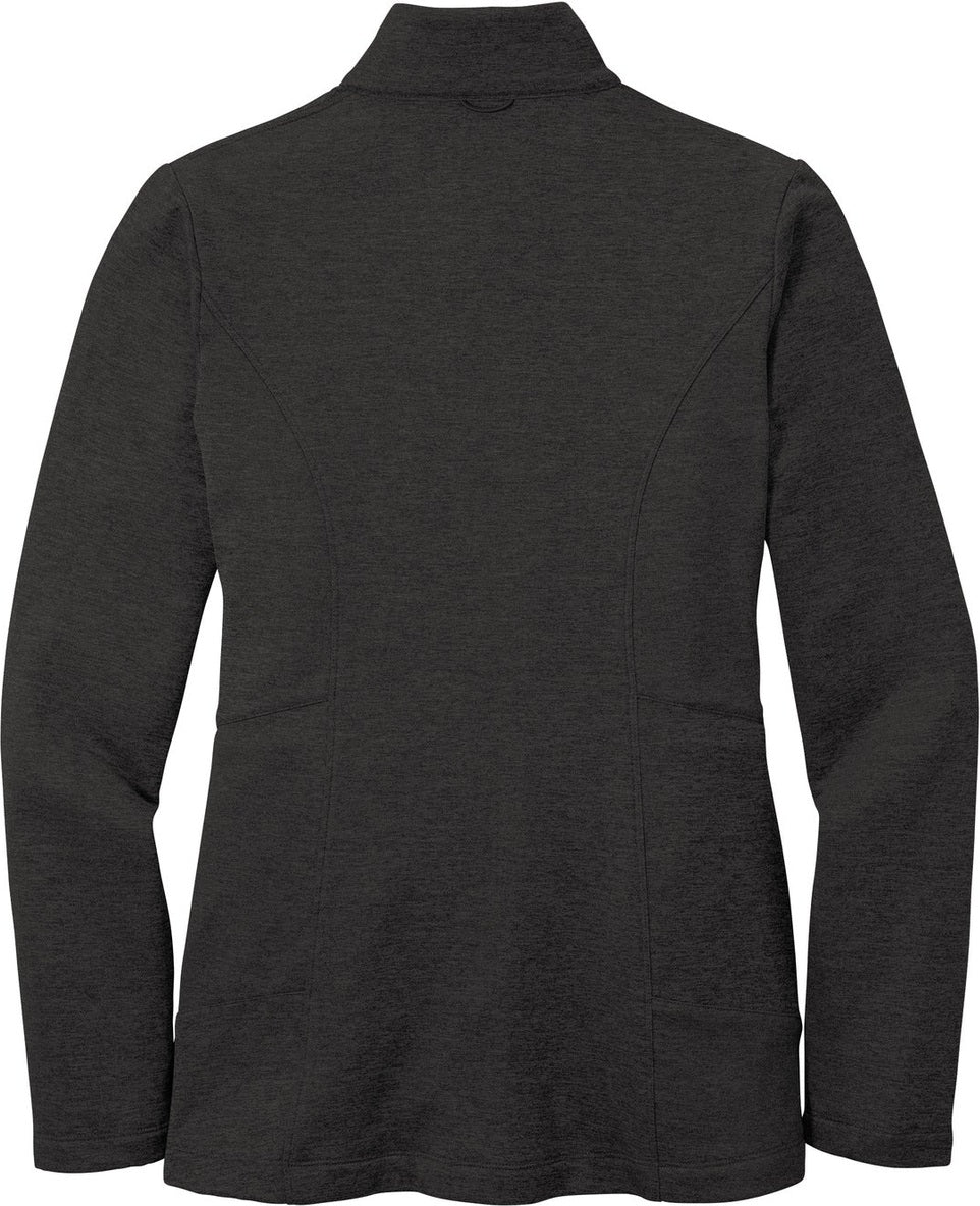 Front View of Dp Black Hthr Port Authority Women's Collective Striated Fleece Jacket. L905